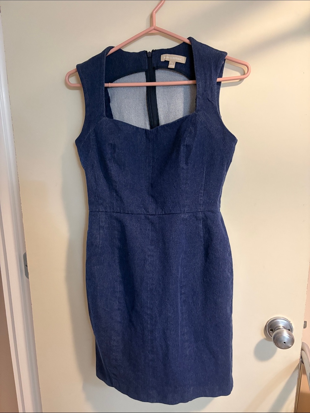 Banana Republic Denim Navy Sleeveless Square-Neck Mini Dress Back zip